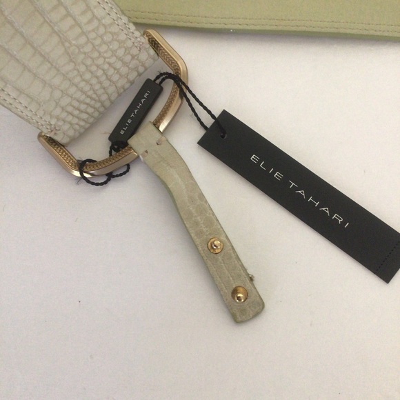 ELIE TAHARI CROCODILE LEATHER BELT IVORY MEDIUM NWT - Picture 6 of 11